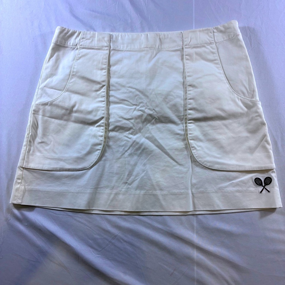 Brooks Brothers ProSport Tennis Skort Cream White Embroidered Logo Womens Size 8